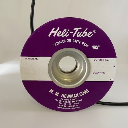 Heli-Tube Forward Cut Cable Sleeve, 0.127 in Inside Dia., 1/8 in to 1-1/2 in Max Bundle Dia., 25 ft, Black HT 3/16 UR-25